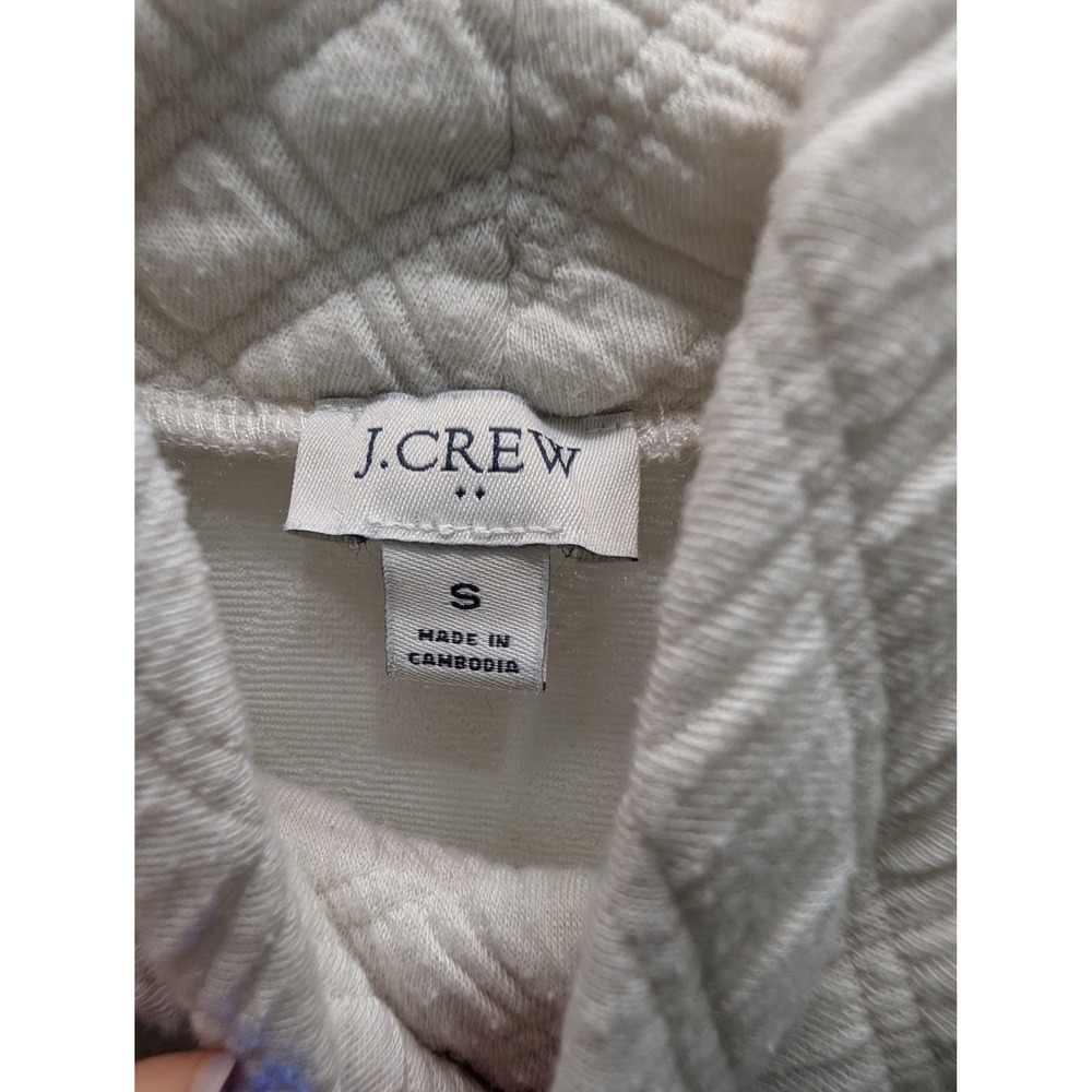J.Crew‎ Quilted Turtleneck Sweatshirt Ivory Diamond Pattern - Small - Picture 4 of 6
